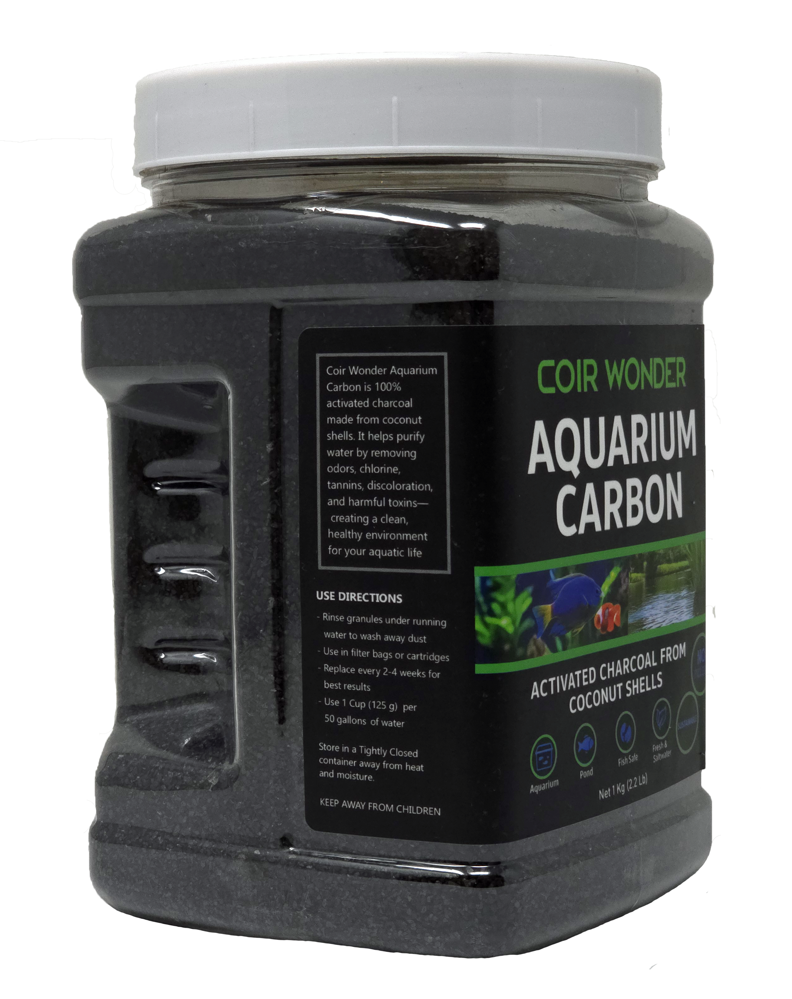 Coir Wonder Aquarium Carbon - Filter Media Carbon for Fish Tanks, Ponds, Aquariums - 1 Kg (2.2 Lb)