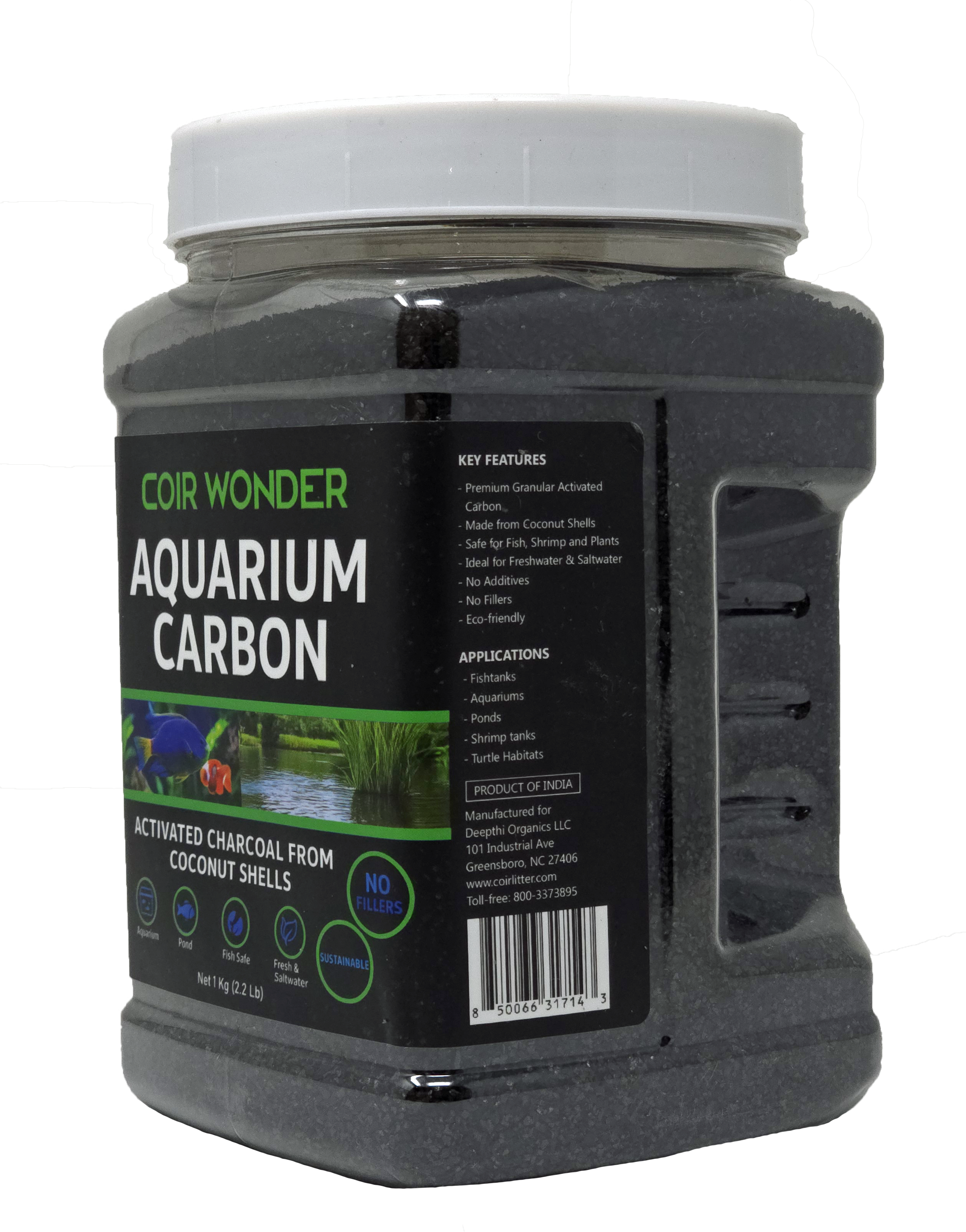 Coir Wonder Aquarium Carbon - Filter Media Carbon for Fish Tanks, Ponds, Aquariums - 1 Kg (2.2 Lb)
