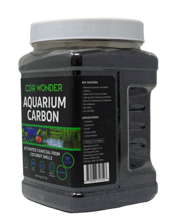 Coir Wonder Aquarium Carbon - Filter Media Carbon for Fish Tanks, Ponds, Aquariums - 1 Kg (2.2 Lb)